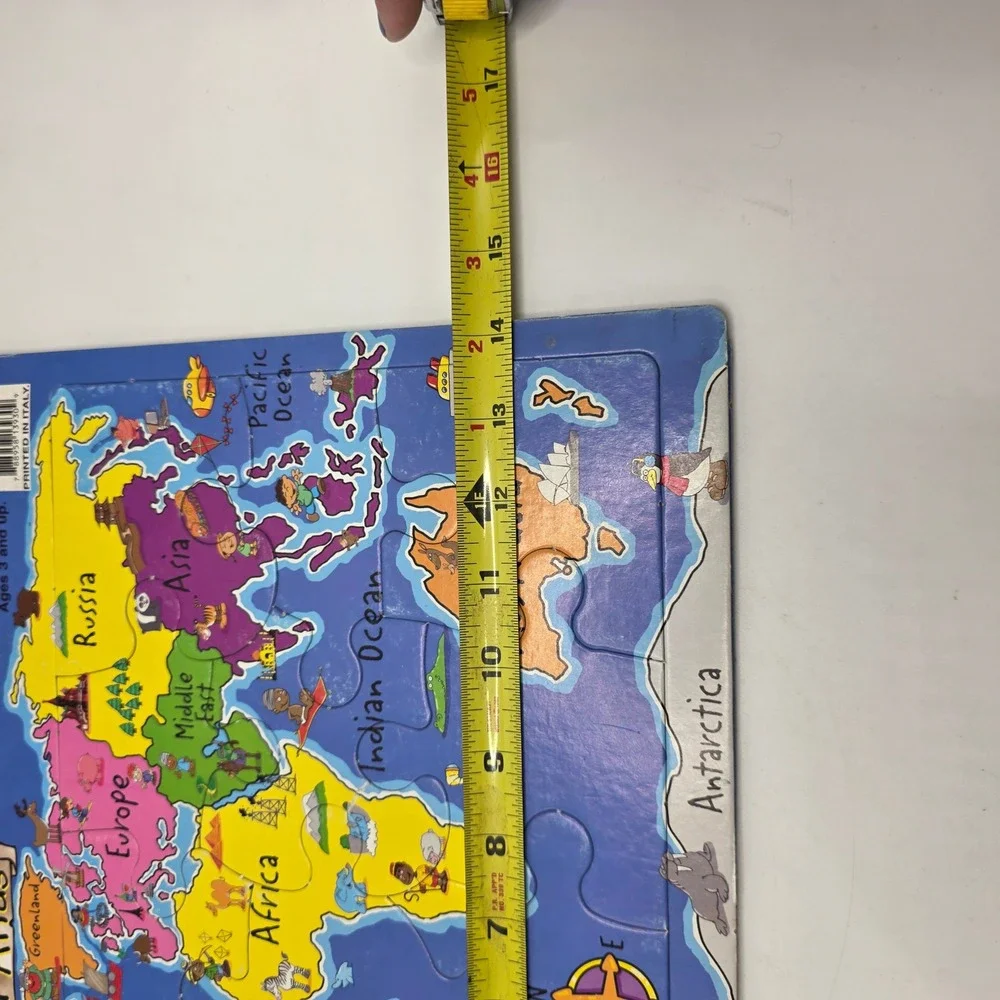 Puzzle World Tray Puzzle Kids Multicolor Geography World Atlas USA Map Vintage